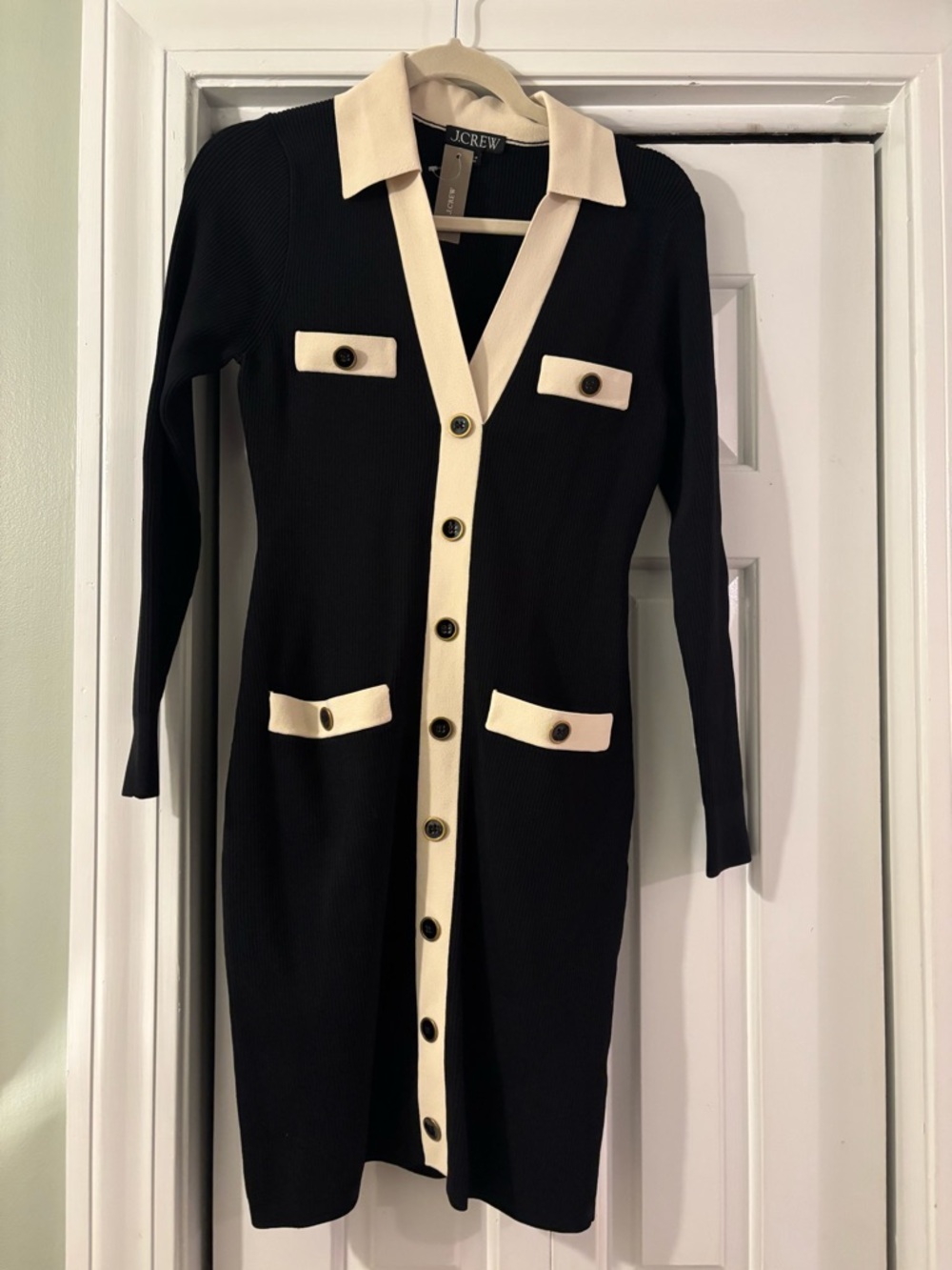Contrast mini sweater-dress in Supersculpt yarn size medium